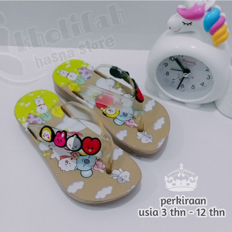 SANDAL JEPIT ANAK PEREMPUAN KARAKTER BT21 BTS LUCU IMUT 24-35 393d/c