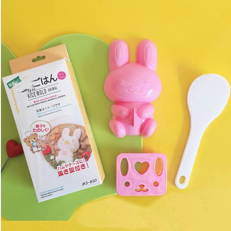 Set Isi 3 Cetakan Nasi Kelinci - Cetakan Nasi Bento Kelinci - Rabbit Mold - Cetakan Bekal Bento Anak - Cetakan Nasi Bentuk Bunny Lucu - Cetakan Nasi Bungkusan