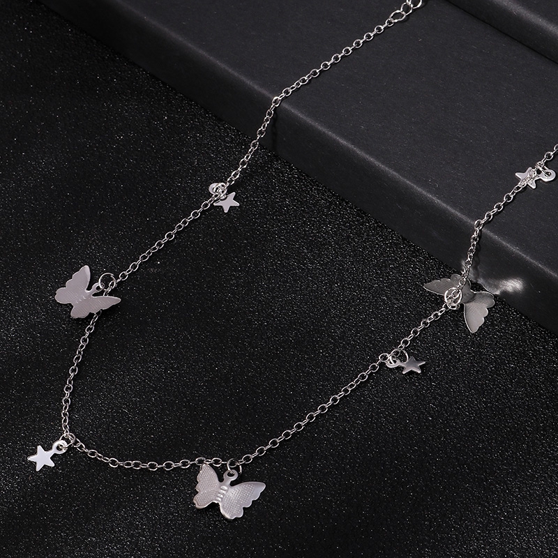 [ Women Elegant Butterfly Stars Pendant Necklaces ] [ Ladies Charm Clavicle Necklace] [Girls Personality Chain Necklace]