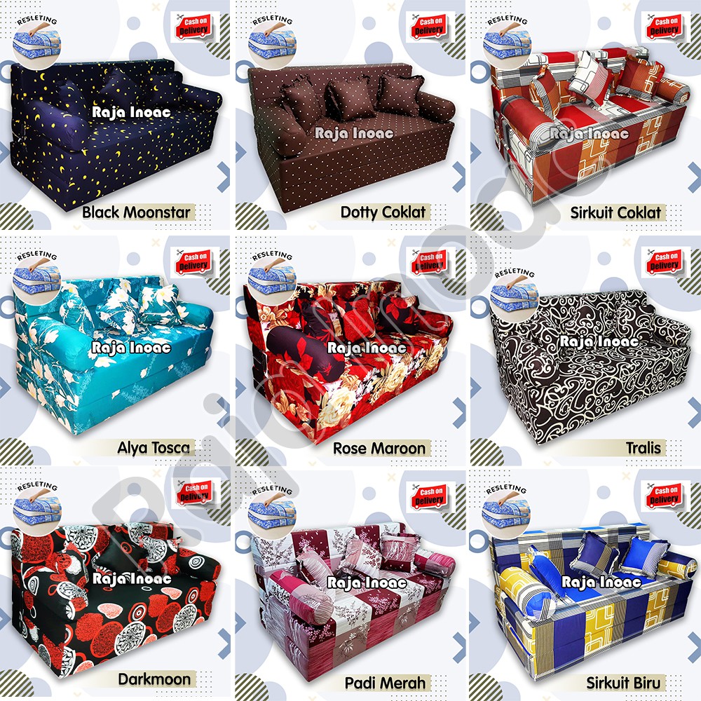 Cover/Sarung Sofabed  Sofa Bed Inoac Tebal 15 , 20 cm Motif Anak-anak Dewasa ( Semua Ukuran )