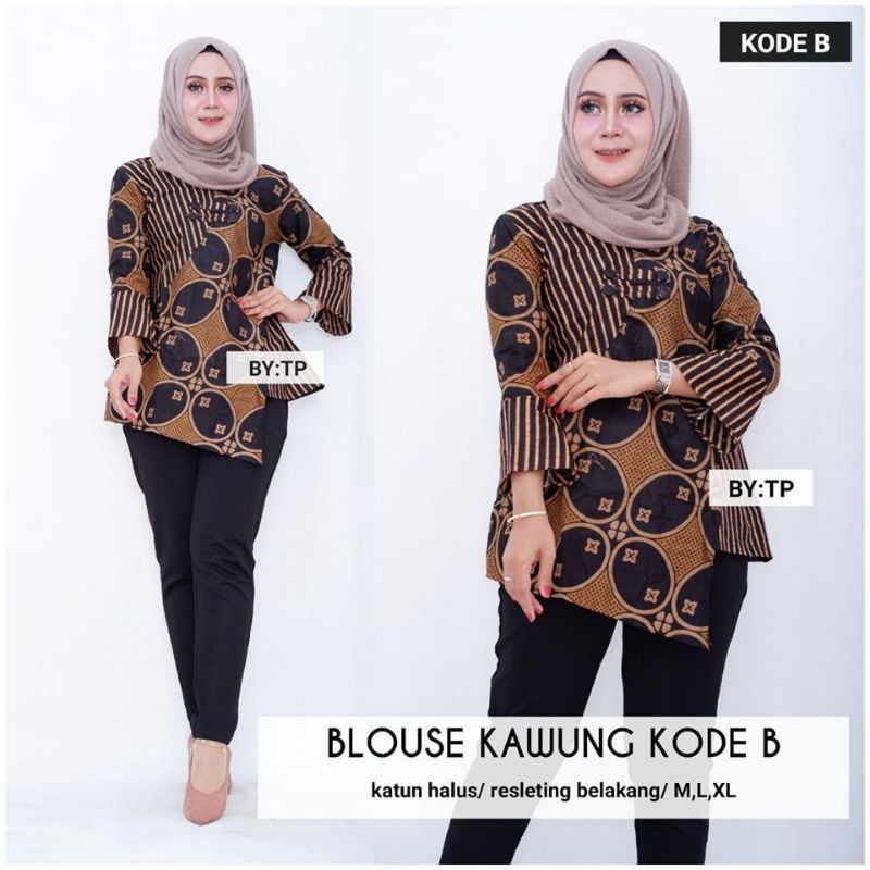 Batik Atasan Blouse Puff Cendrawasih Papua Wanita Modern Lengan Panjang
