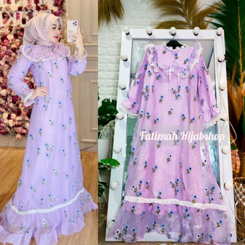 NEW DRESS ORGANZA FLOWI ORI SHELLASAUKIA AGEN GRESIK