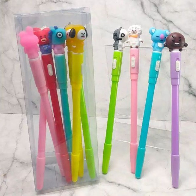 

Pulpen Gel Lampu LED Berubah Warna BT21 (1pc)
