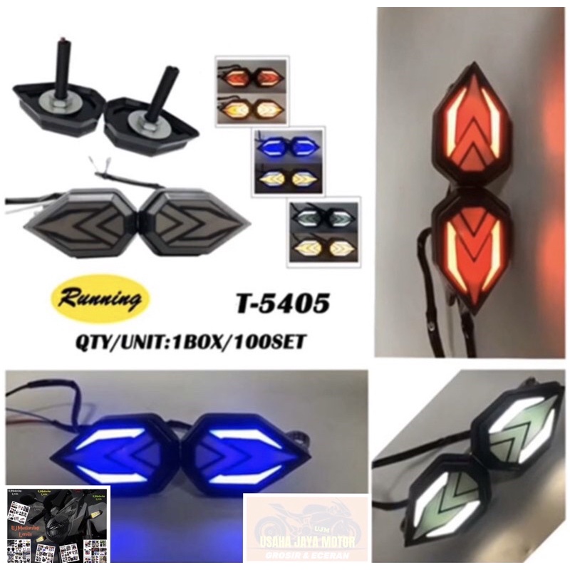 Sen Tempel Lampu Sein Tempel LED Running Model Panah Universal R15/Cbr150r/Gsx/Ninja150/Ninja250/R25 KING DIAMOND89