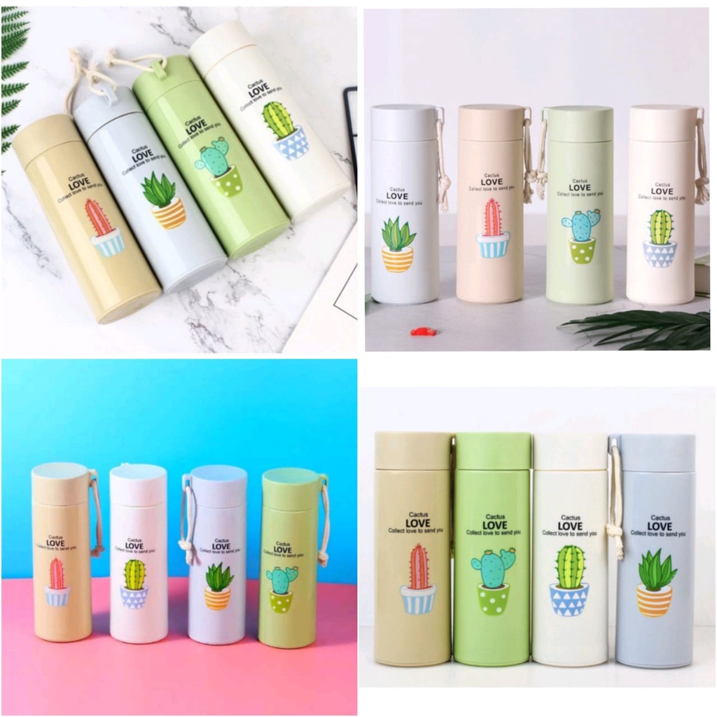 Botol minum kaca motif kaktus / botol kaktus souvenir pernikahan