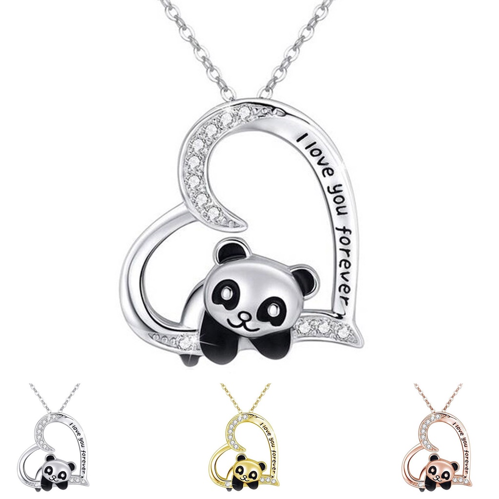 Hu Hu Hu Hu Hu Alat Bantu Pasang Kacamata♡ Kalung Rantai Liontin Hati / Panda Hollow Out Adjustable Untuk Wanita