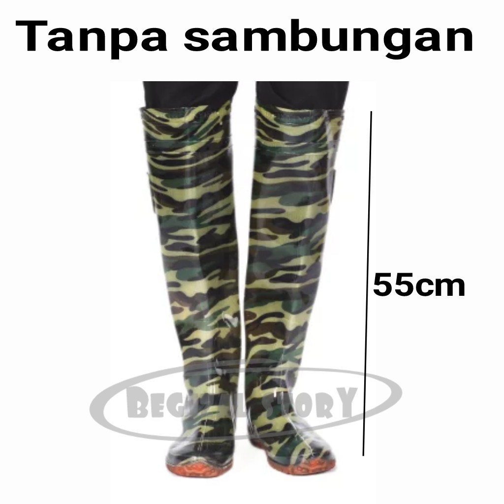 SEPATU BOAT KARET PANJANG 55cm SEPATU BOOTS KARET ANTI AIR SOL TEBAL SEPATU PETANI SAWAH (55cm)