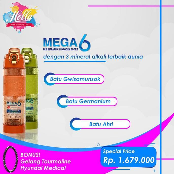 Terlaris Botol Minum Mega 6 Far Infrared Hydrogen Water 600Ml