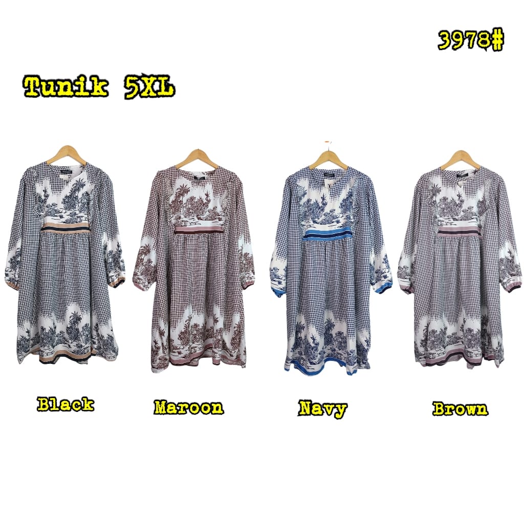 JOSJOLI_STORE/3916 Tunik Rayon /Tunik Rayon Coconut Tree Super Jumbo 5XL LD 130cm Terbaru