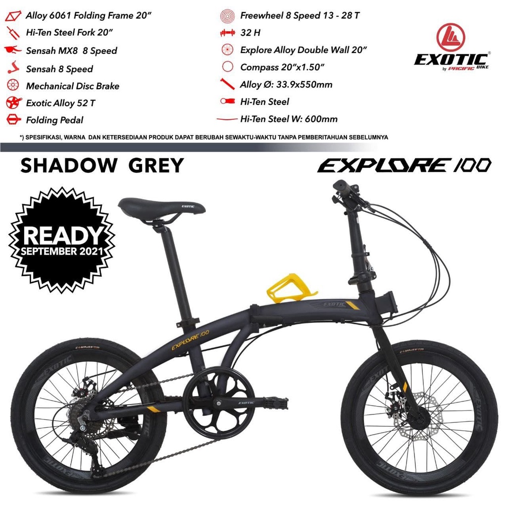 Sepeda Lipat Exotic by PACIFIC Explore 100 Alloy 8 Speed