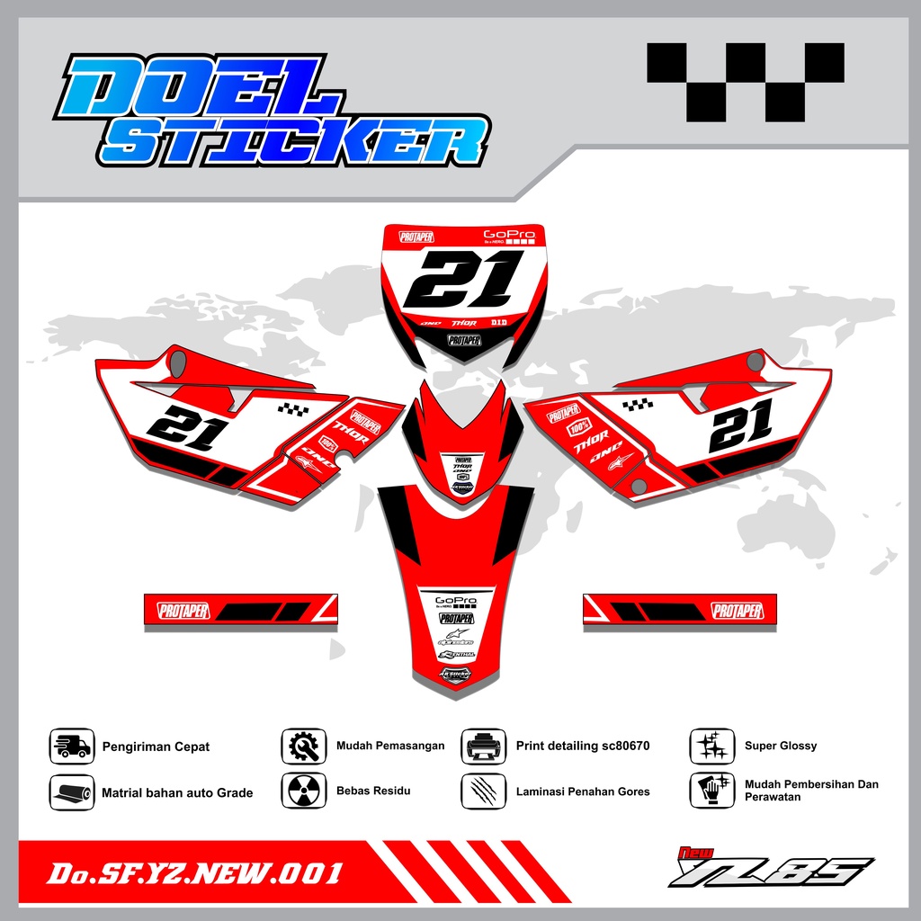 Sticker Striping YZ NEW List Variasi Hologram , Crome Doel 001