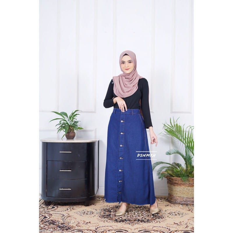 ROK RAWIS WANITA ROK JEANS DENIM CEWEK ROK KANCING ROK BUTTON SKIRT ROK JINS WANITA MURAH