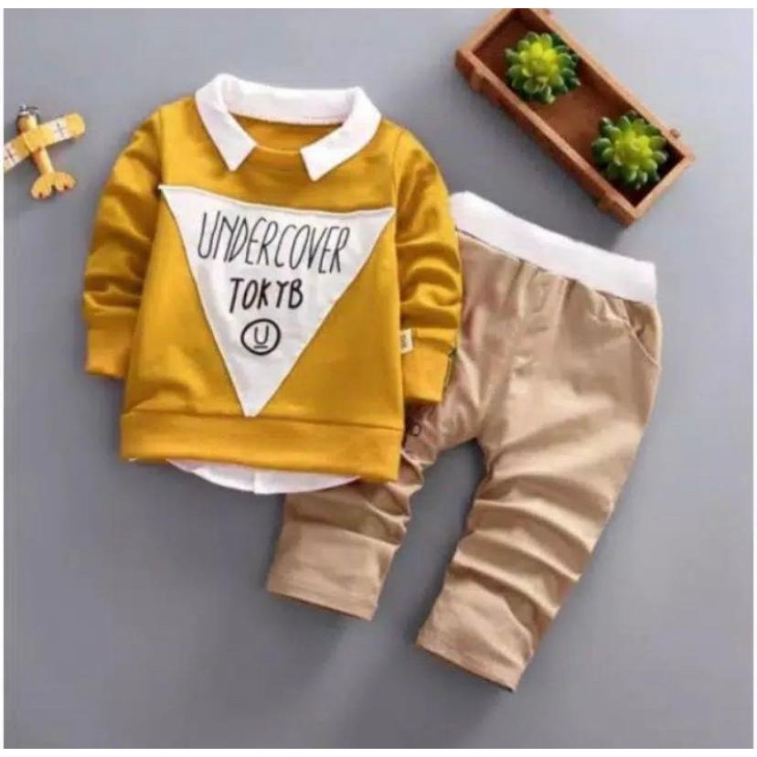 SETELAN SWEATER ANAK LAKI LAKI 1-5 TAHUN BAJU ANAK SETELAN SWEATER JOGGER SWEATER KRAH UNDER COVER