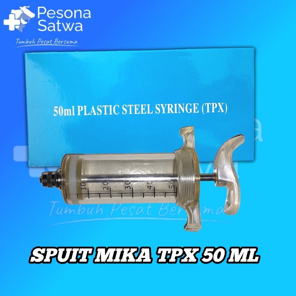 Spuit Mika TPX 50 ml Plastic Steel Syringe