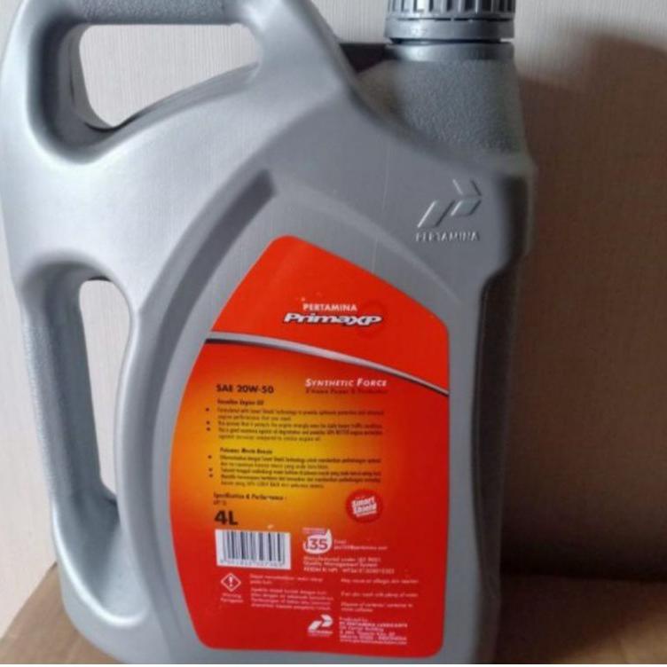 Terbaru.. PERTAMINA PRIMA XP SAE 20W-50 4LITER GALON OLI MOBIL 4LITER