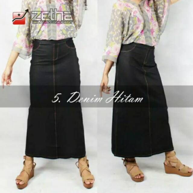 Rok Zetha Denim Hitam 4xl/rok zetha span