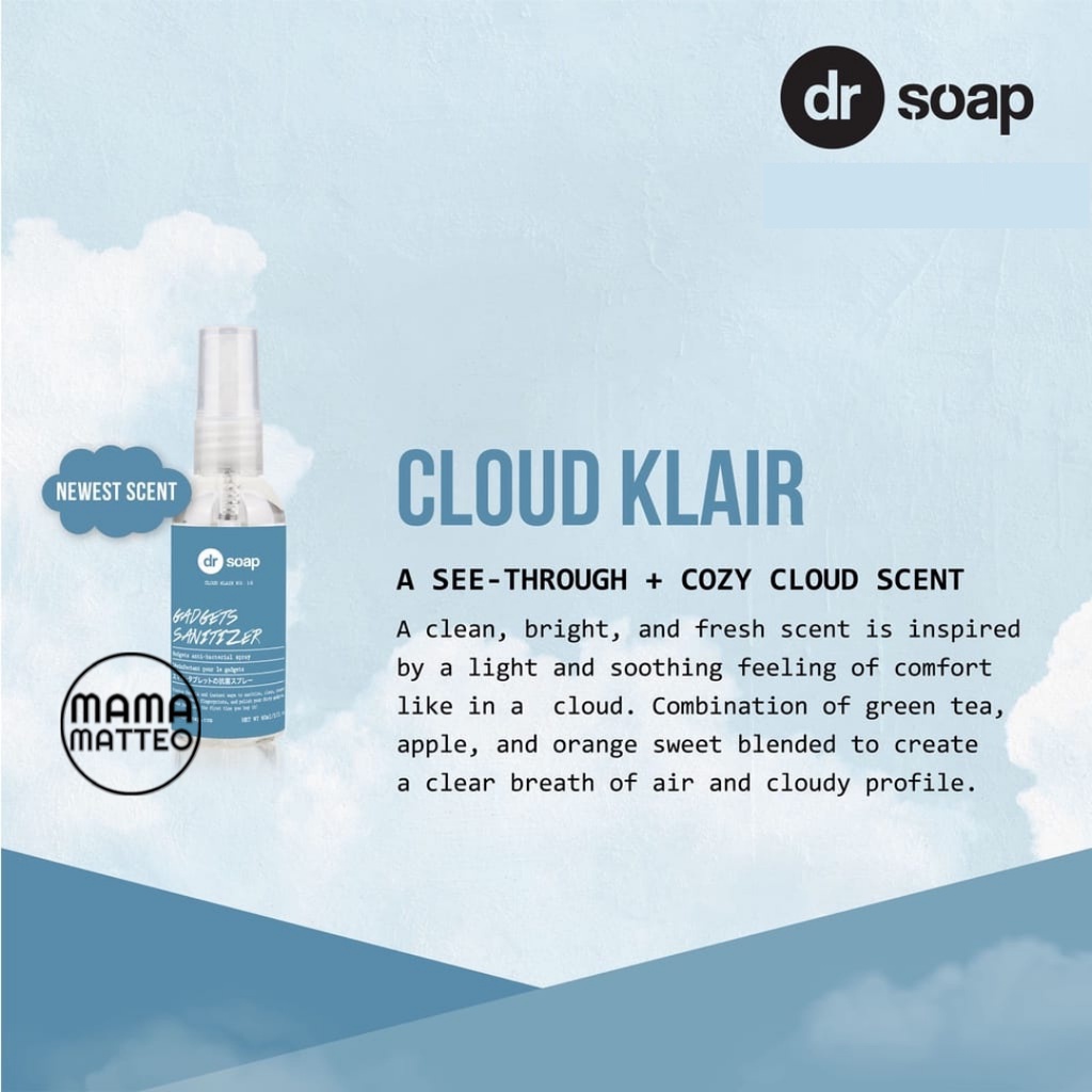 DR SOAP GADGET Sanitizer 60ml / Cannary Row / Cloud Klair / dr soap Antibakterial Pembersih Hp / iPad / Laptop