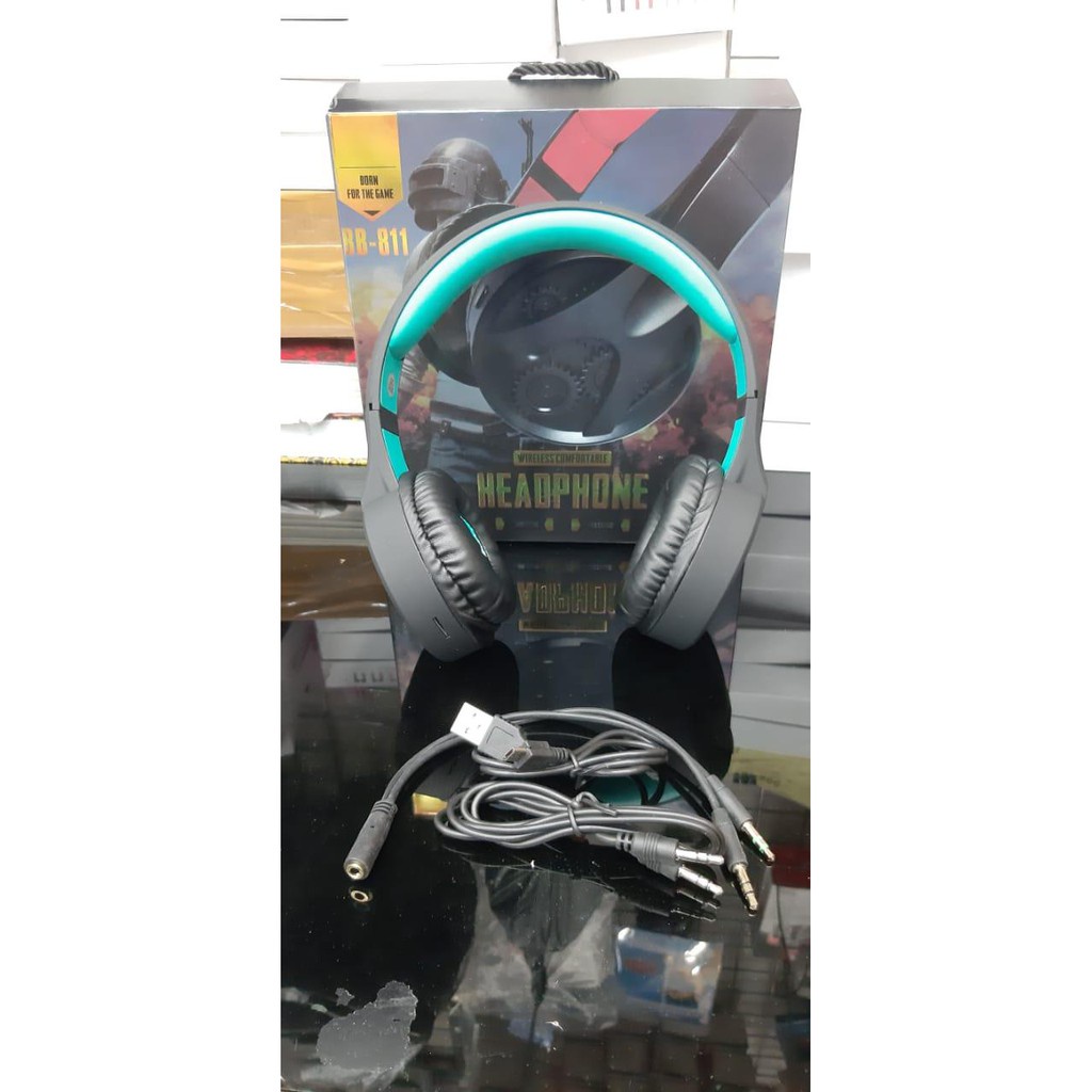 Gaming headset bluetooth wireless bb 811 handphone handsfree bando game handset stereo bass headphone