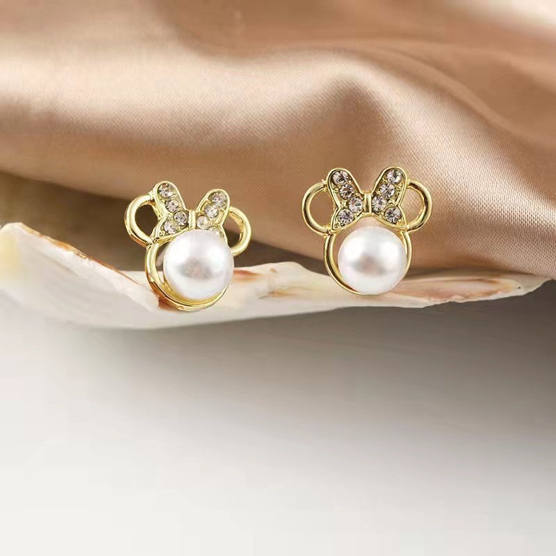 Anting Stud 925 Silver Model Micky Menjuntai Untuk Wanita