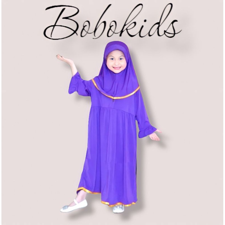 (2 - 7Tahun) Setelan Set Gamis Hijab Anak Perempuan Cewek Bobokids Jersey Korea Premium Usia 2 3 4 5 6 Tahun