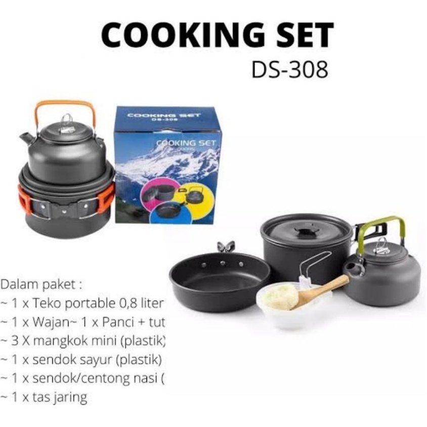 [COD] Cooking set ds 308 / alat masak set praktis / alat masak camping outdoor / cooking set camping / cooking set outdoor / panci camping set