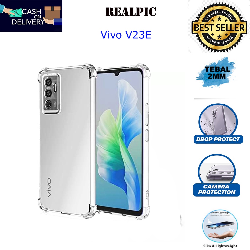 Case Vivo V23e Casing Clear HD KETEBALAN 2MM BENING TRANSPARAN TPU Premium Softcase