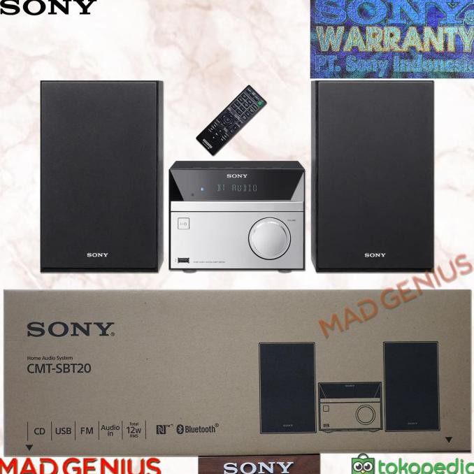 terlaris01 Sony CMT-SBT20 Hi-Fi System with CD USB RADIO NFC & BT - Hitam-Silver