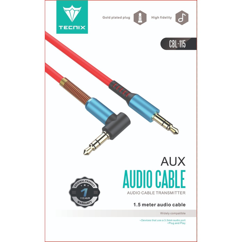 Kabel AUX Jack 3.5mm TECNIX CBL-115 Kabel Audio Aux 3.5mm panjang 150 cm original