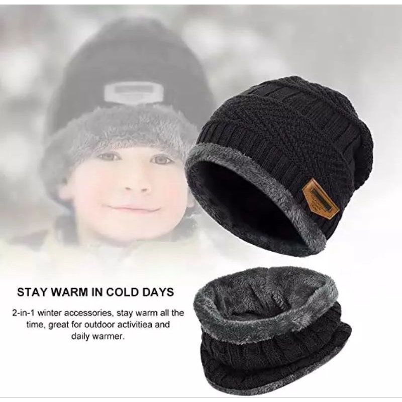 Set Topi Kupluk anak / beanie hat / Topi Musim dingin  anak