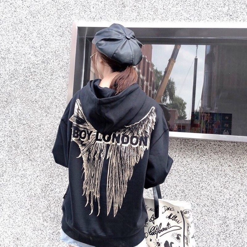 BOY2 SWEATER HOODIE BOY LONDON WINGS GOLD PRIA WANITA KOREA COUPLE