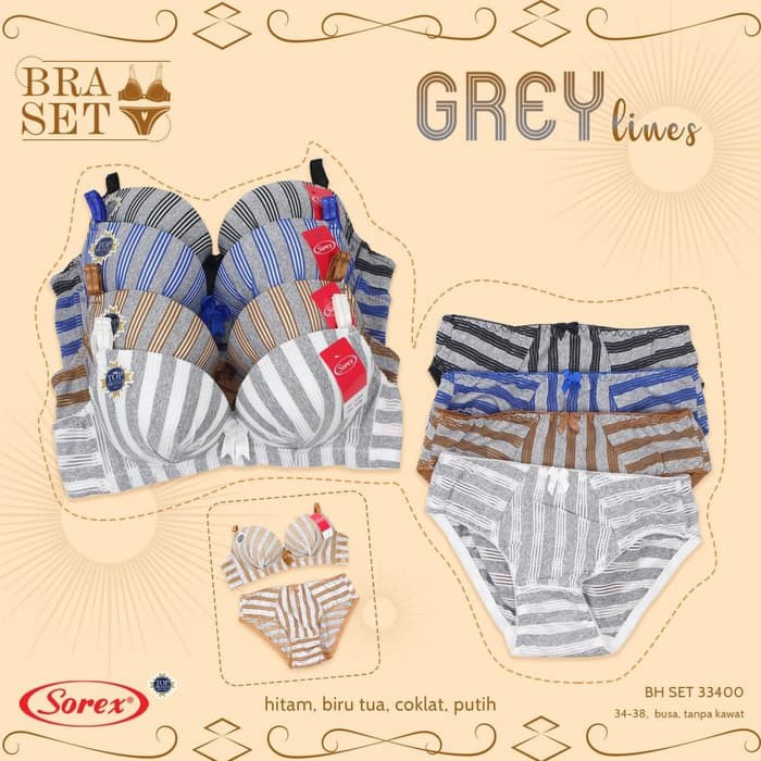[FREE KAIT] BH Bra Set Bra Setelan Sorex Tanpa Kawat Garis 34-38 Sorex 33400