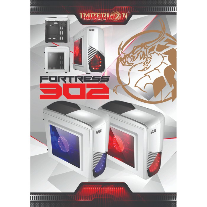 CASING GAMING IMPERION FORTRESS 302 BONUS FAN BIRU / MERAH