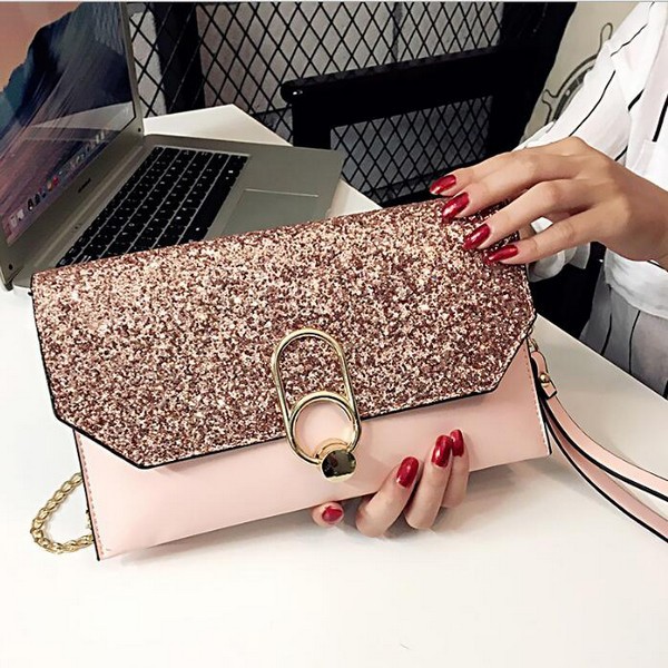 Tas Pesta Fashion Hangout Dompet Wanita Clutch Selempang Kecil Cantik Import - TP17755 Pink