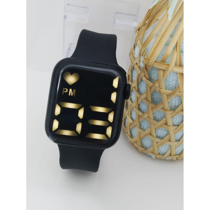 (Cod)Jam Tangan Wanita/Pria Unisex Led Putih/kuning Sergi Strap Rubber(Dikirim Jakarta)