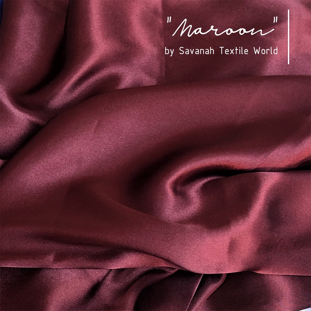 1/2 meter Kain Satin Silk Maxmara/ Sateen Sutra PREMIUM luxury-Maroon