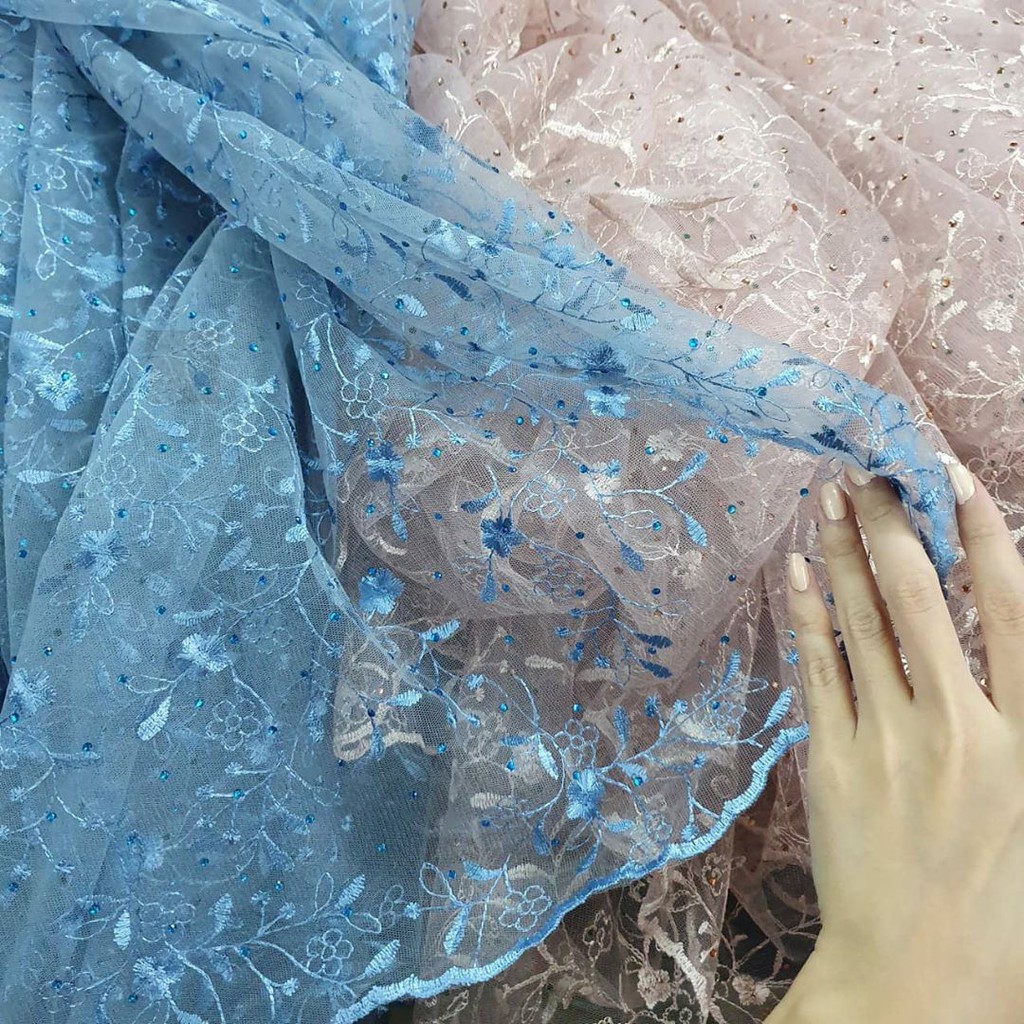 Kain Tile Daun Bunga Akar Brukat Import Murah