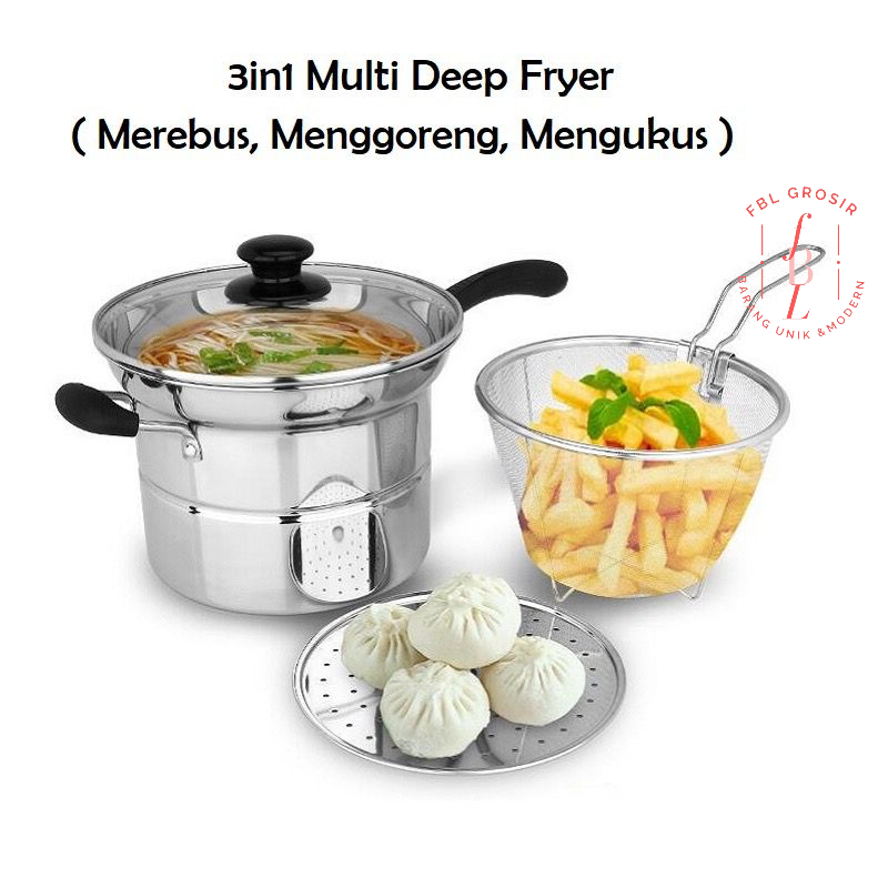 PANCI NOODLE POT 3 IN 1 / PANCI MIE 3 IN 1 / PANCI KENTANG / PANCI SERBAGUNA MENGGORENG MENGKUKUS MEREBUS FREE DUS FBL