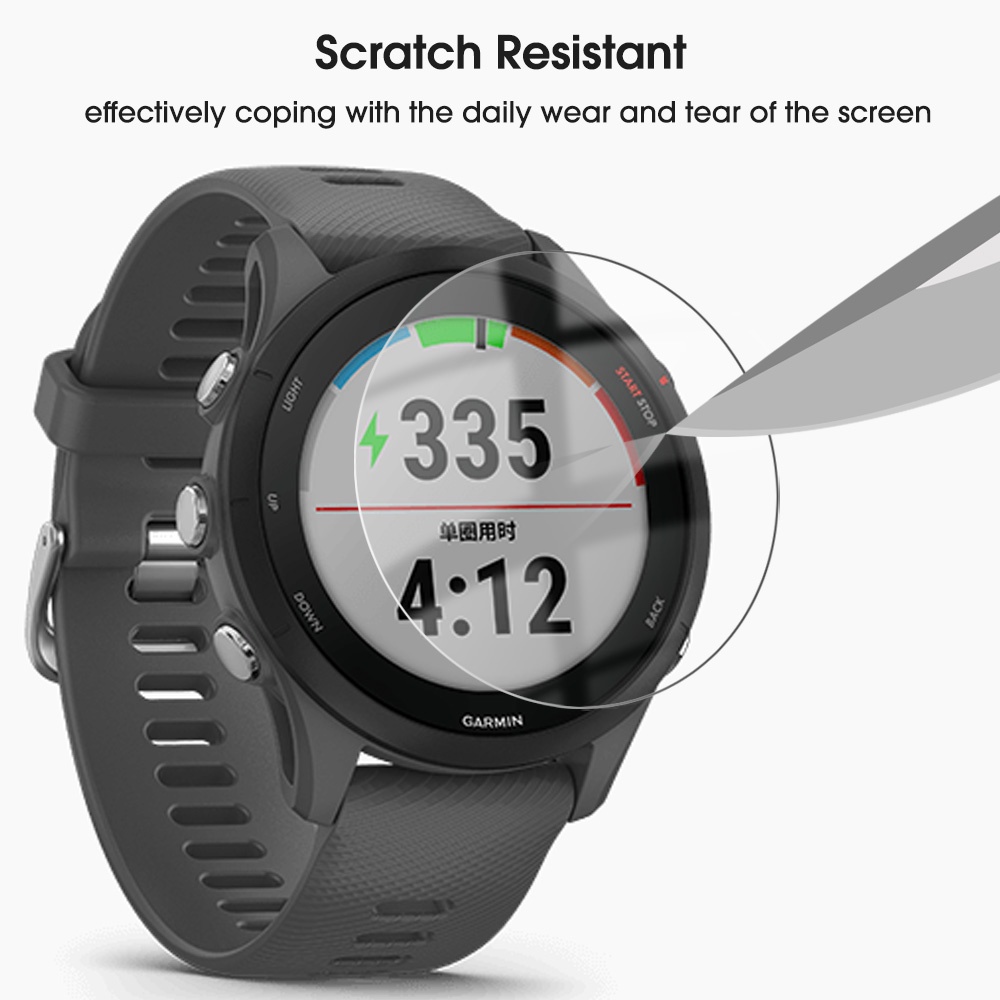 1pc Tempered Glass Pelindung Layar Smartwatch Garmin Forerunner 255 Anti Air / Minyak