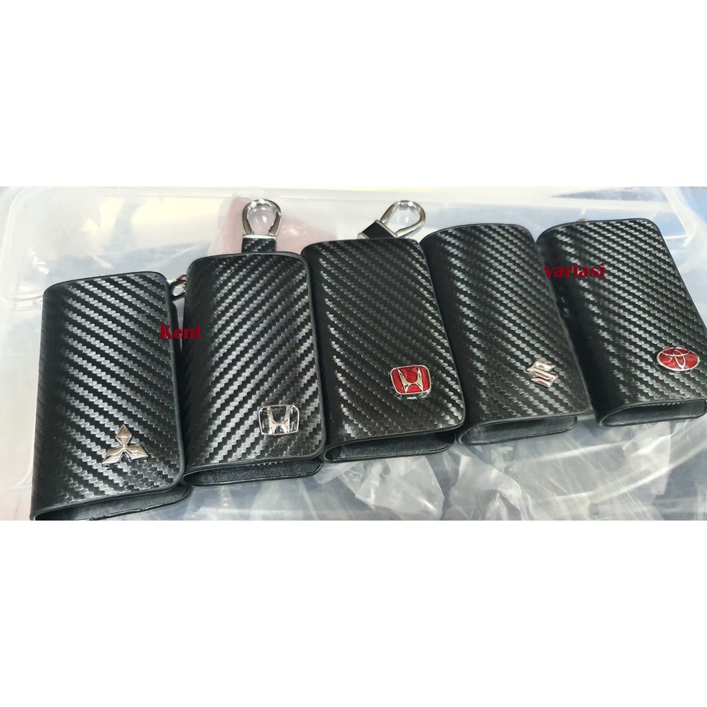 Dompet STNK Carbon Gantungan Kunci Mobil Logo universal