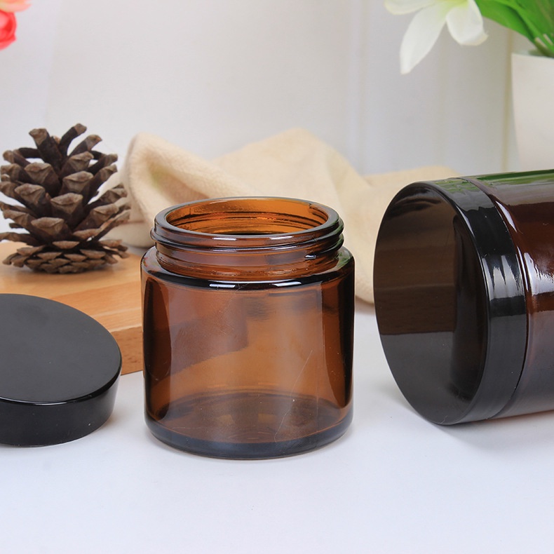 Amber Glass Jar Kaca 250ml Candle Jar Tempat Lilin Hitam Dark Large Coklat Large