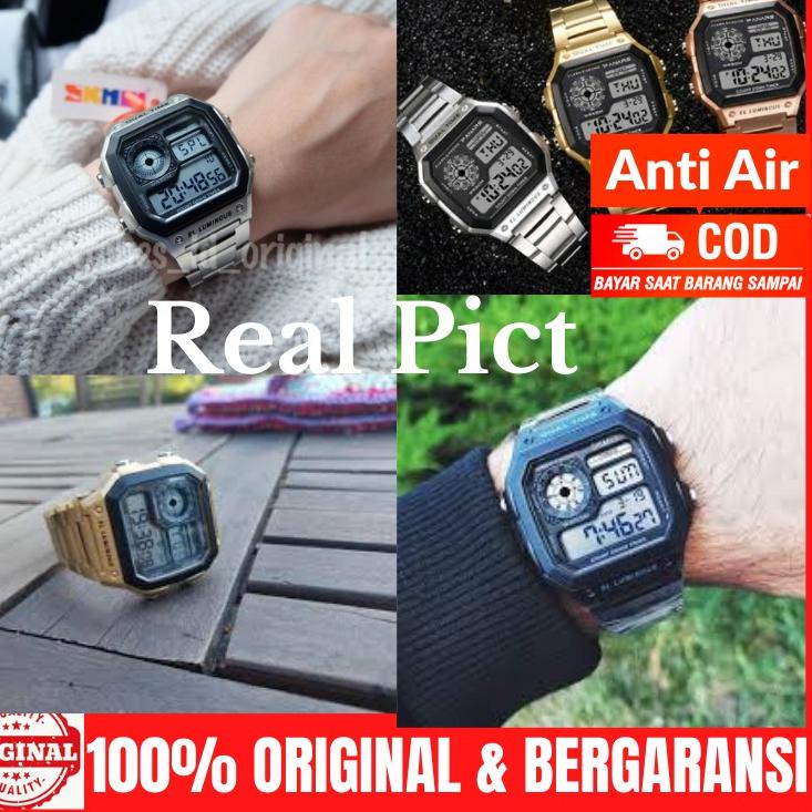 (kaeh -35) Jam Jm Tangan Tngan Pria Cowok Wanita Perempuan Digital Skimei Skmei Skemei Skymei Rantai