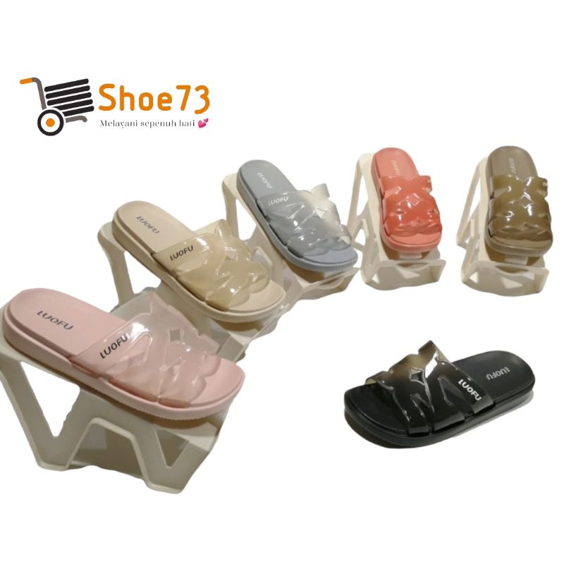 LUOFU E 7206 T-BW SIZE 36-40 ORIGINAL l Sandal Selop jelly wanita l Sendal kokop cewek impor