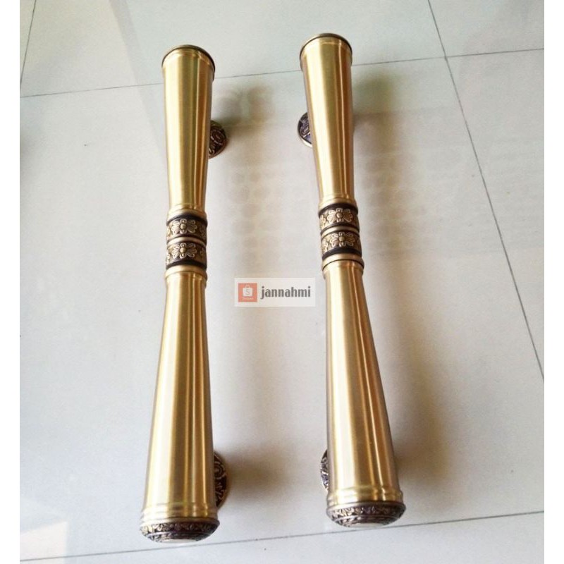 handle pintu kuningan gada polos 56cm