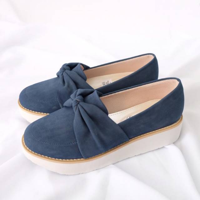 [SIAP KIRIM] BRShoes75 Royal Navy Sepatu Wedges Casual Wanita