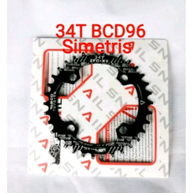 Snail Chainring 34T BCD 96 Simetris Chain ring Narrow wide Hitam