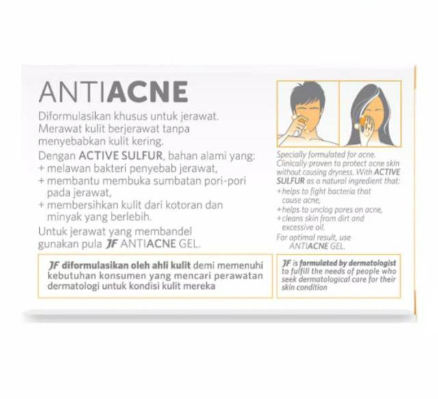 JF Sulfur Cleanser Bar Anti Acne 90gr | Sabun Jerawat