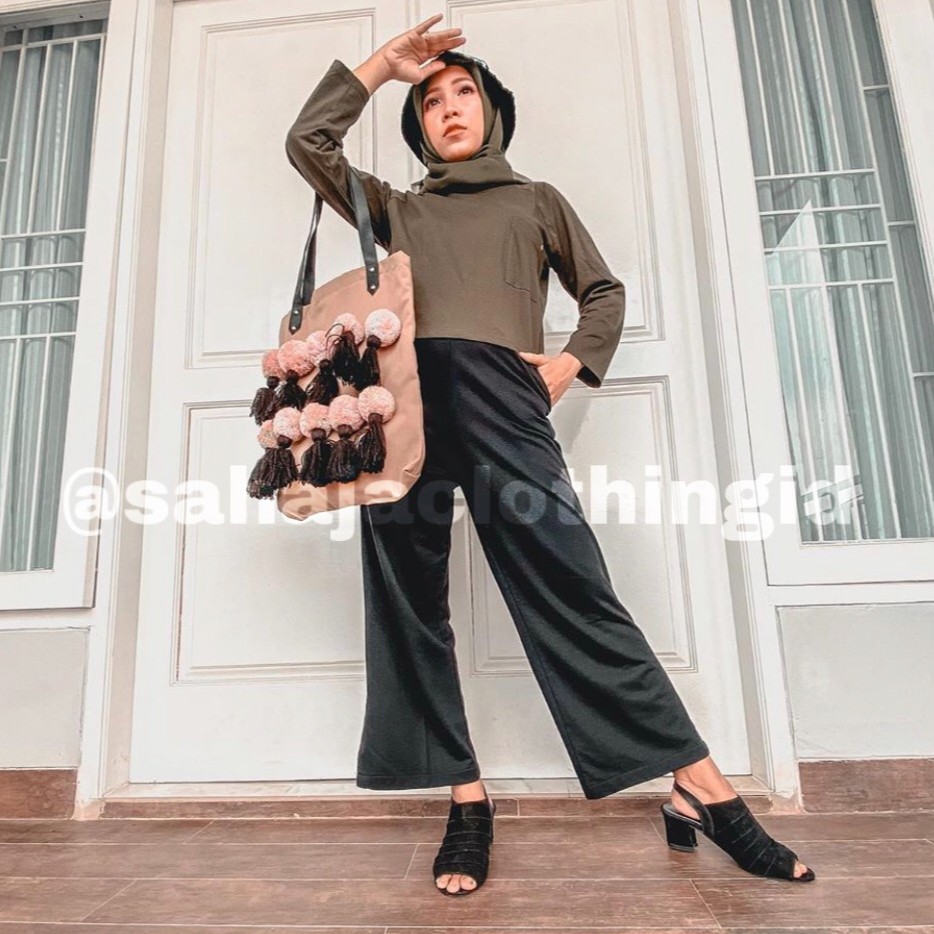 Sahaja Clothing ID Kulot  Muslim Panjang Hitam  Shopee 