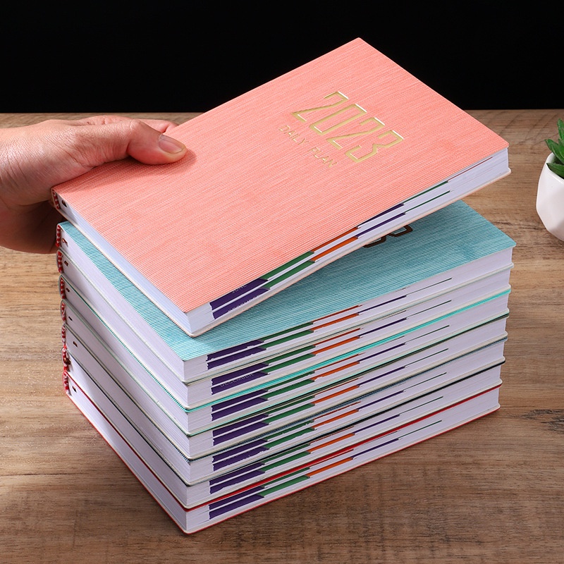2023 A5 Buku Notebookagenda Harianmingguanbulanan Cover Kulit PU Multi Warna 310 Halaman
