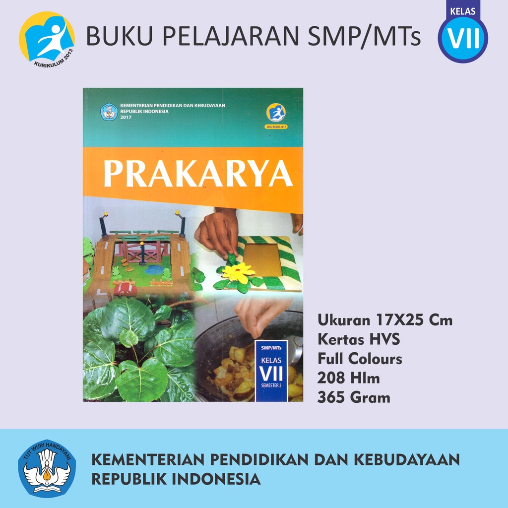 Buku Pendidikan Tingkat SMP MTs Kelas VII Matematika Bahasa Inggris Indonesia Penjaskes Seni Budaya IPA IPS Prakarya-VII PRAKARYA SMT 2