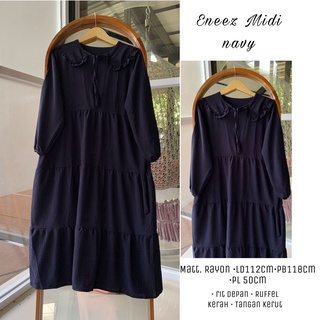 Orimoza Maxi Dress Wanita Rayon Crinkle Busui-MIDI ENEEZ NAVY112